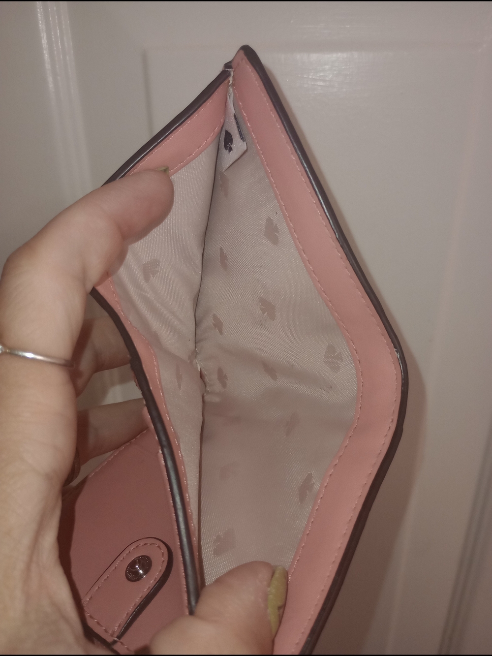 kate spade Pink, Cream & Brown Trim Small Zip Tri-fold Wallet - Picture 4 of 5